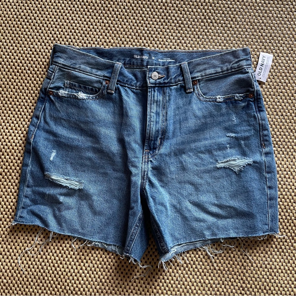 NEW Old Navy Slouchy Straight Jean Shorts Blue Women’s 10 100% Cotton